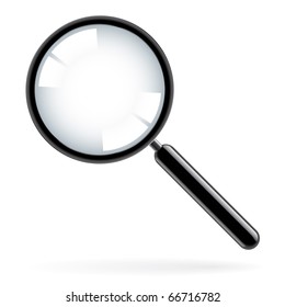 Illustration of a magnifying glass over white background