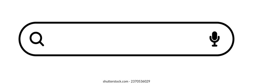 Illustration of a magnifying glass search button and a microphone icon for voice search in the search bar on a white background.