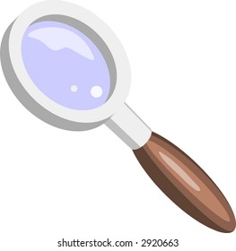 An illustration of a magnifying glass or Spy Glass with wooden handle
