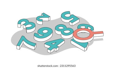 It is an illustration of a magnifying glass that looks at numbers in detail.