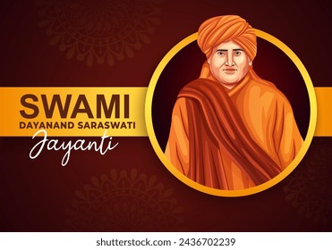 illustration of the Maharishi Dayanand Saraswati Jayanti who is also known as the founder of the Arya Samaj. Banner design template