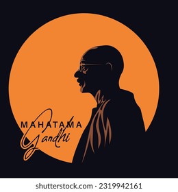 Ilustración de Mahatma Gandhi por su cumpleaños de la celebración del 2 de octubre.