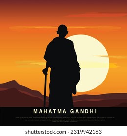 Ilustración de Mahatma Gandhi por su cumpleaños de la celebración del 2 de octubre.