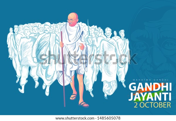 illustration of mahatma gandhi for Gandhi jayanti, great Indian freedom fighter who promoted non voilence