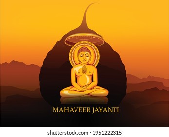 Illustration von Mahavir Jayanti, Feier des Geburtstags von Mahavir, religiöses Festival im Jainismus 