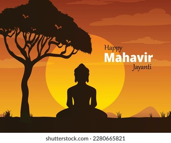 illustration Of Mahavir Jayanti, Celebration of Mahavir birthday ,Religious festival in Jainism