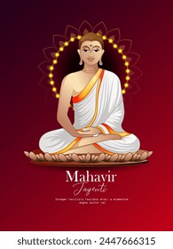 Illustration for Mahavir Jayanti Celebration. Lord Mahavir birthday ,Religious festival in Jainism.