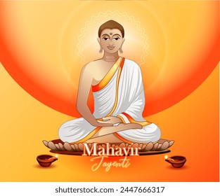 Illustration for Mahavir Jayanti Celebration. Lord Mahavir birthday ,Religious festival in Jainism.