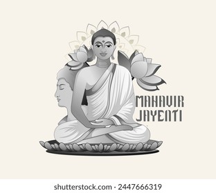 Illustration for Mahavir Jayanti Celebration. Lord Mahavir birthday ,Religious festival in Jainism.