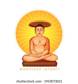 Illustration Of Mahavir Jayanti  with message in Hindi Mahavir Jayanti meaning Its Mahavir birthday Celebration Background