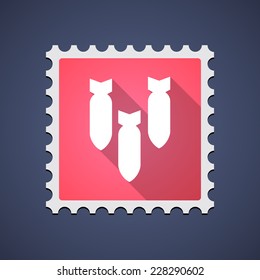 Illustration of a mail stamp with bombs