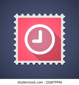 Illustration of a mail stamp icon with a clock