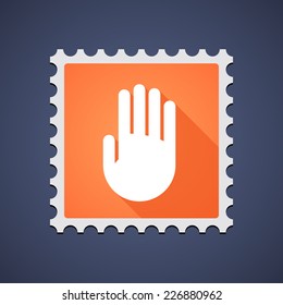 Illustration of a mail stamp icon with a hand
