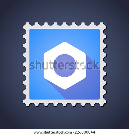 Illustration of a mail stamp icon with a nut