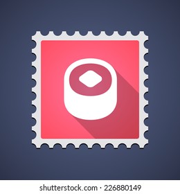 Illustration of a mail stamp icon with a sushi