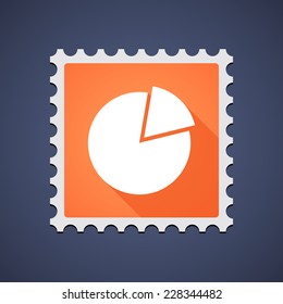 Illustration of a mail stamp with a pie chart