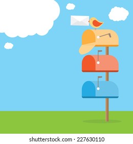 illustration of  mailbox with letter