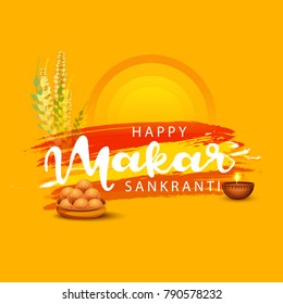 Illustration Of Makar Sankranti Background.