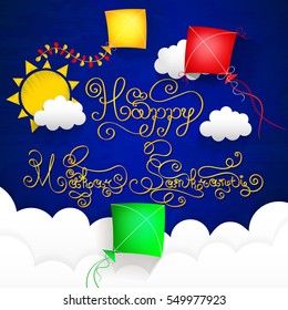 illustration of Makar Sankranti with colorful kite.