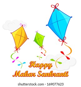 illustration of Makar Sankranti wallpaper with colorful kite