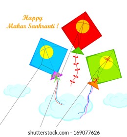 illustration of Makar Sankranti wallpaper with colorful kite