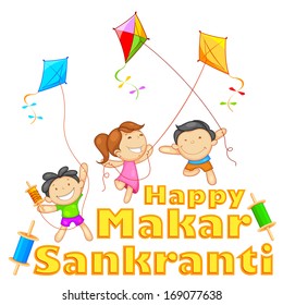 illustration of Makar Sankranti wallpaper with colorful kite