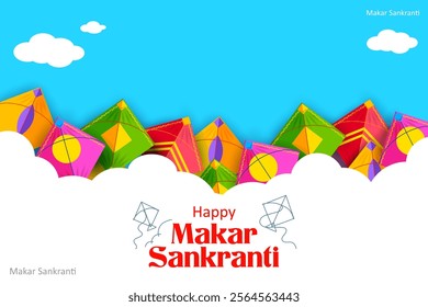 illustration of Makar Sankranti wallpaper with colorful kite for festival of India