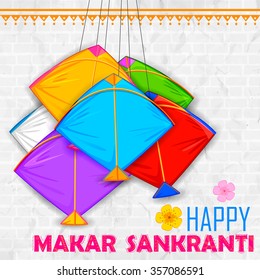 illustration of Makar Sankranti wallpaper with colorful kite