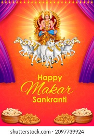 ilustración de Makar Sankranti fondo de pantalla con Sun God por el festival de la India