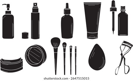 The Illustration of Make Up Set silhouette