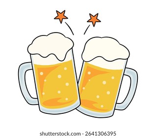 illustration of make a toast with beer mug