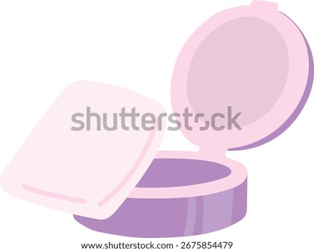 Illustration of makeup tools: compact and puff