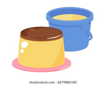 Ilustración de hacer un cubo de budín