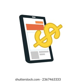 Illustration of making earning from handphone,concept for banner, website or landing page