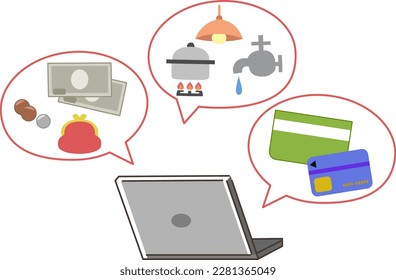 Illustration of making a payment on a computer