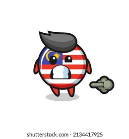 the illustration of the malaysia flag badge cartoon doing fart , cute style design for t shirt, sticker, logo element