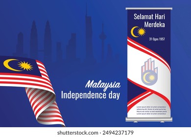 illustration of Malaysia independence Day bunting banner. Merdeka concept design.