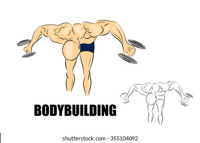 illustration of male African-American with dumbbells for the gym