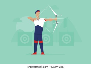 Illustration Of Male Archer Competing In Event 