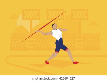 Illustration Of Male Athlete Competing In Javelin Event