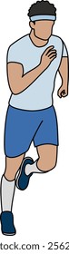 Illustration of a male athlete dressed in a sporty outfit running with determination and energy, emphasizing speed, focus. Ideal for promoting marathons, running events, or fitness campaigns.