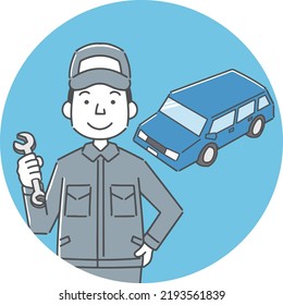 Illustration of a male auto mechanic