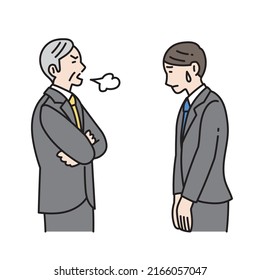 Illustration of a male business person who gets angry with his boss