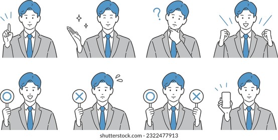 illustration of male business worker explaining some information