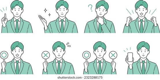 Illustration of male business worker explaining some information