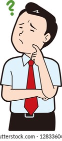 Illustration of a male businessman feeling doubts