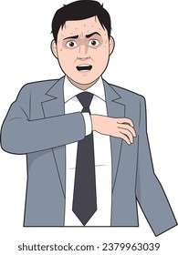 Illustration of a male businessman feeling scared