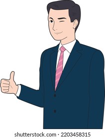 Illustration Male Businessman Giving Thumbs Stock Vector (Royalty Free ...