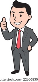 Illustration of a male businessman giving thumbs up