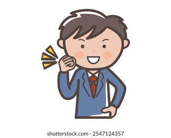 Illustration of a male businessman making a small fist pump